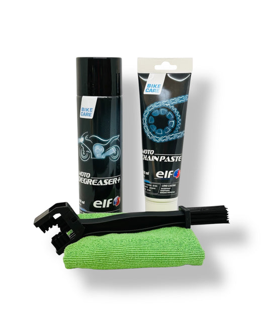 KIT 7 ELF MOTO DEGREASER + MULTILUBE ELF BIKE CARE + PAÑO CEPILLO