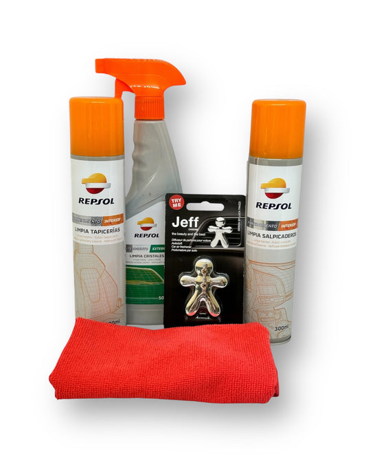 KIT 3 LIMPIEZA AUTO REPSOL LIMPIADOR RENOVADOR + REGALO