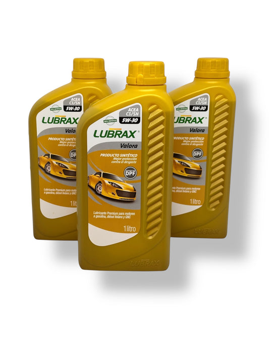 COMBO 5 LUBRAX                                                     Aceite 5w30 Lubrax Valora  Sintetico Dpf Diesel Bencina X 3 litros