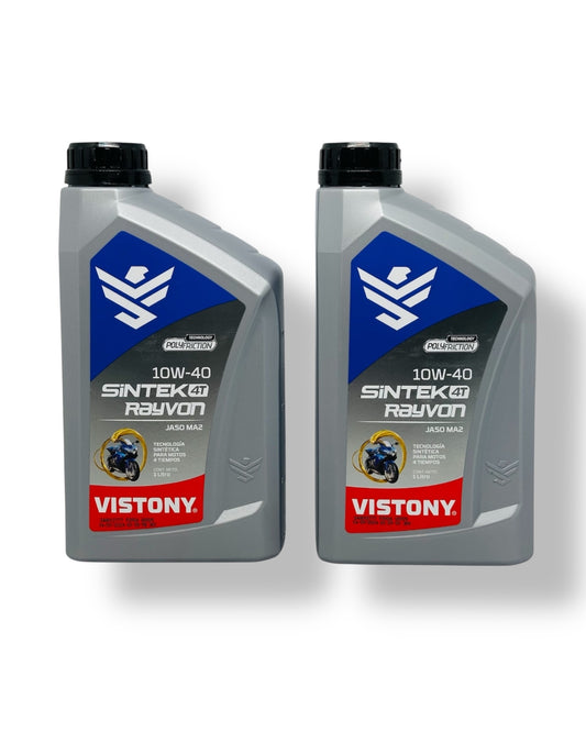 PACK 2 VISTONY                                                       Aceite 10w40 Sintetico Vistony Sintek Rayvon Moto 4t X 2lts
