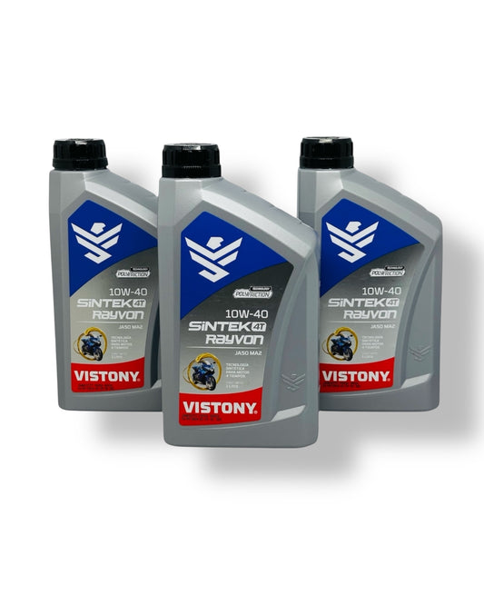 PACK 1 VISTONY                                                       Aceite 10w40 Sintetico Vistony Sintek Rayvon Moto 4t X 3lts
